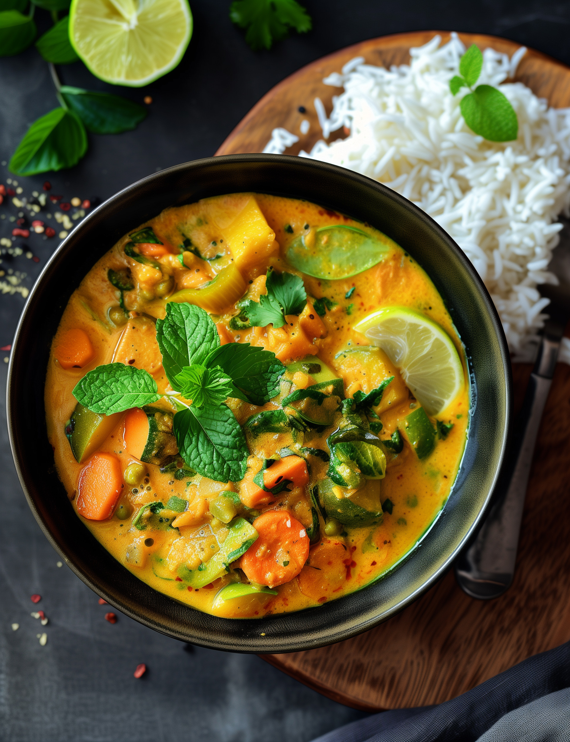 Curry de légumes au lait de coco (Cuisine indienne)
