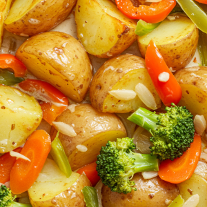 Pommes de terre rôties avec légumes au lait de coco