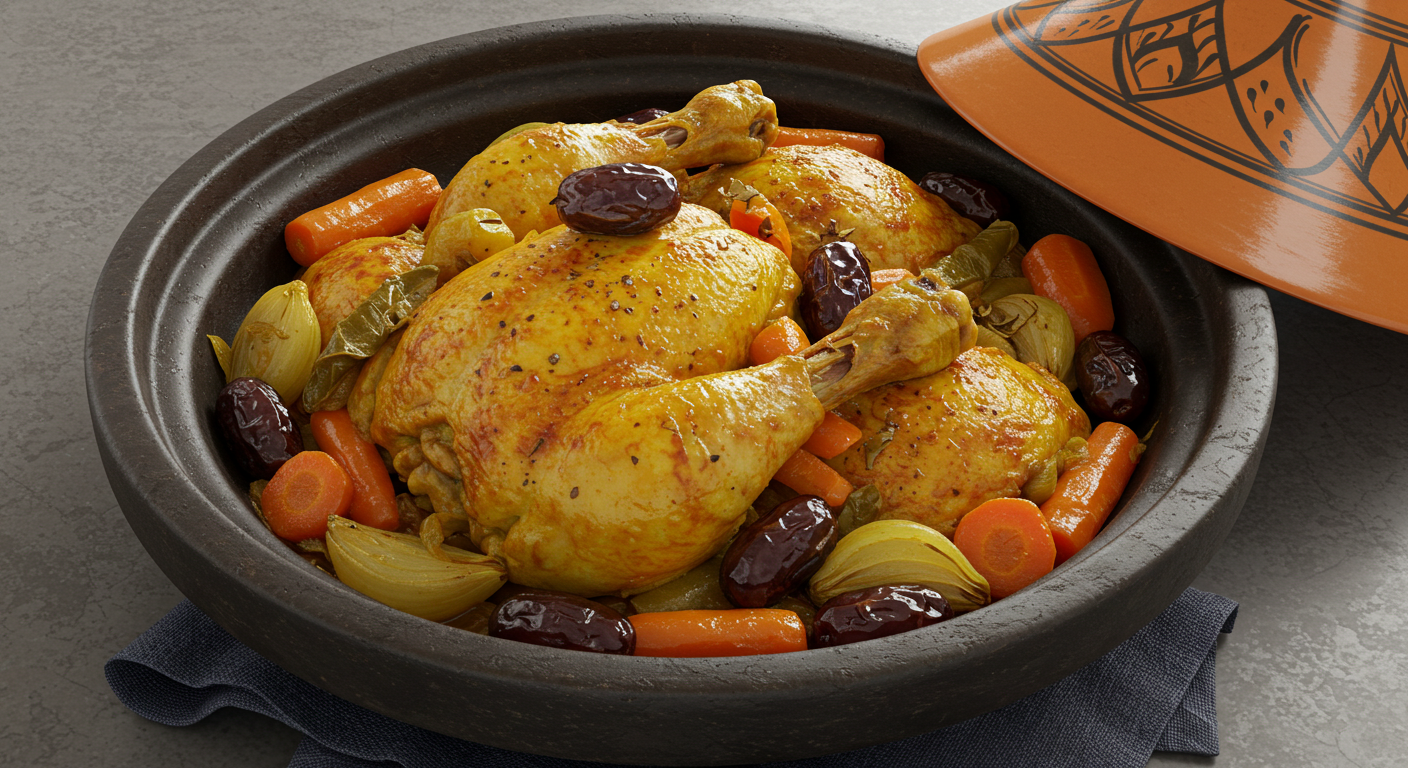 Tajine de poulet aux dates et légumes (Cuisine marocaine)